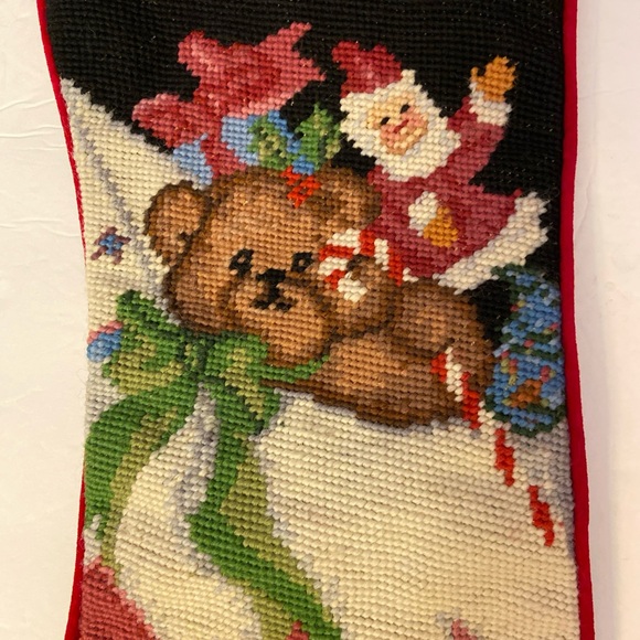 Vtg. IMPERIAL ELEGANCE Toy's & Teddy Bears Needlepoint Wool Christmas Stocking - Picture 3 of 6